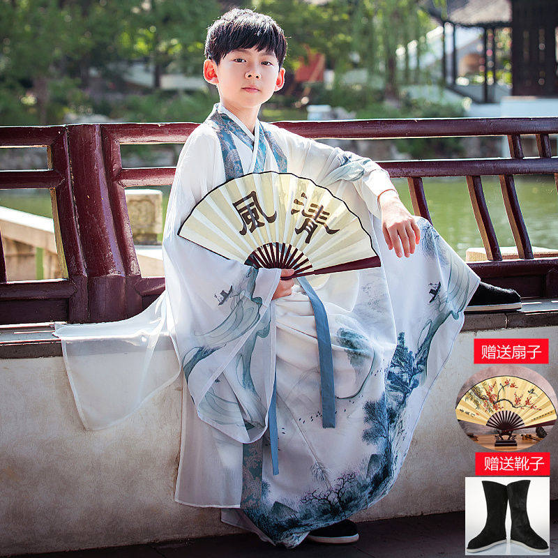 어린이 HANFU 소년 봄과 여름 젊은 주인의 고대 스타일 중국 학교 옷 슈퍼 요정 중국 스타일 당나라 정장 소년 의상 성능 의류