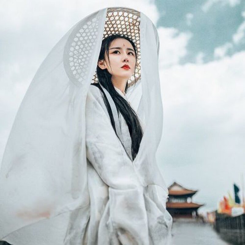 古风斗笠帽 cos怜怜古装汉服影视道具侠女风幕离遮容面纱夏季防晒