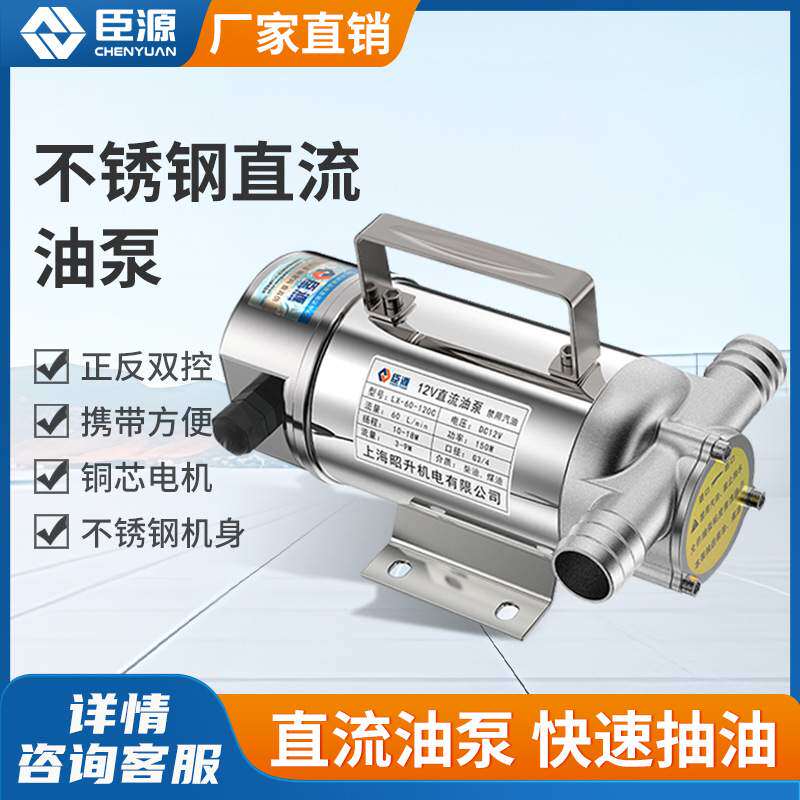 臣源不锈钢油泵12V24V220V加油泵自吸泵抽油泵柴油电动泵抽水泵