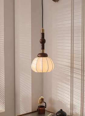 法式蚕丝复古风餐厅吊灯中古风护眼吊灯主卧室房间书房床头小吊灯