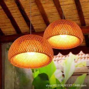 中式竹艺竹编吊灯小灯笼东南亚餐厅过道客厅茶室日式竹子灯名宿灯