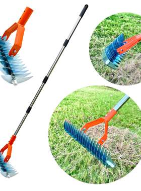 可拆卸式茅草耙枯草耙 枯萎草清洁庭院花园土壤耙Thatch Rake