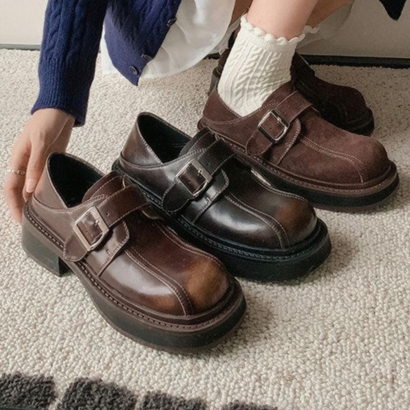 深口单鞋复古英伦风新款乐福鞋