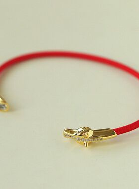 真金镀红绳本命年银轻奢新年开口