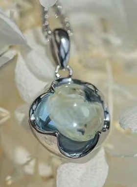托帕石石海月光坠S925天然锁骨