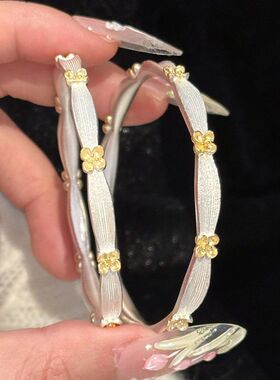 纯条纹镀金99手环闭口99小众实心