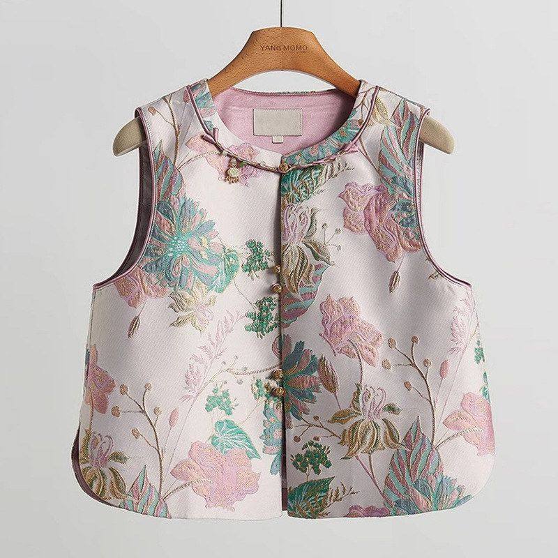 夹复古马甲马背心外搭女士国风盘扣独特新中式高端漂亮提花春坎肩,女装/女士精品,抹胸,淘宝优惠券,粉丝福利购,淘宝优惠卷