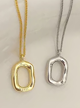 纯银S925轻奢圈椭圆形几何吊坠