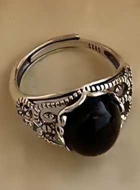 复古设计女玛瑙镂空潮款指环戒指