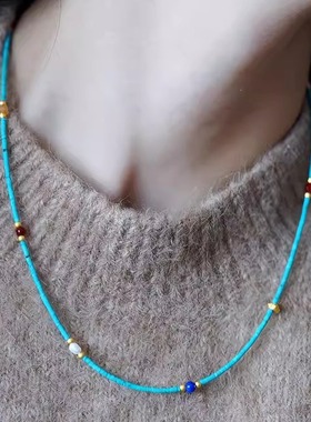 锁骨女蓝链新潮高级感简约气质