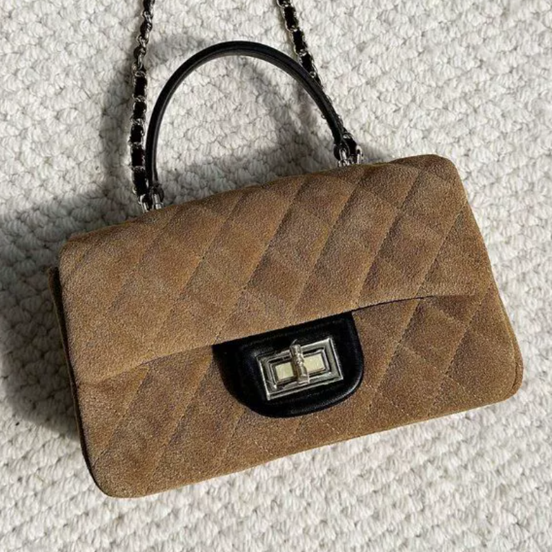 小2025新款高级感链条手提包菱格