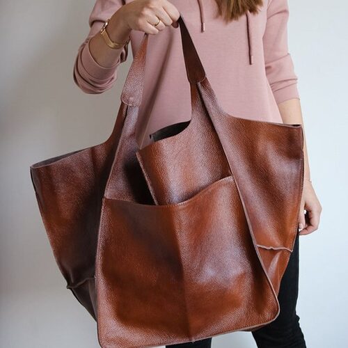 Retro large bag soft leather shoulder tote women's bag