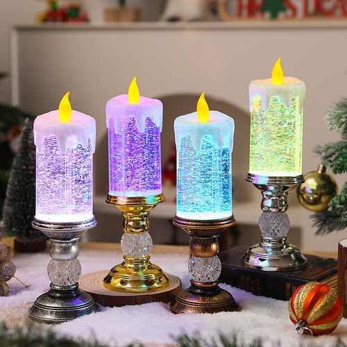 Christmas Water Filled Candle Crystal Lamp Colorful