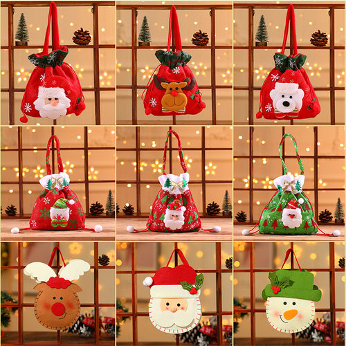 Christmas closing gift bag, festive sticker candy bag, cart
