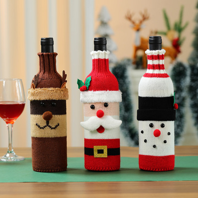 Christmas Decoration Wine Bottle Cover Cartoon Knitted skirt