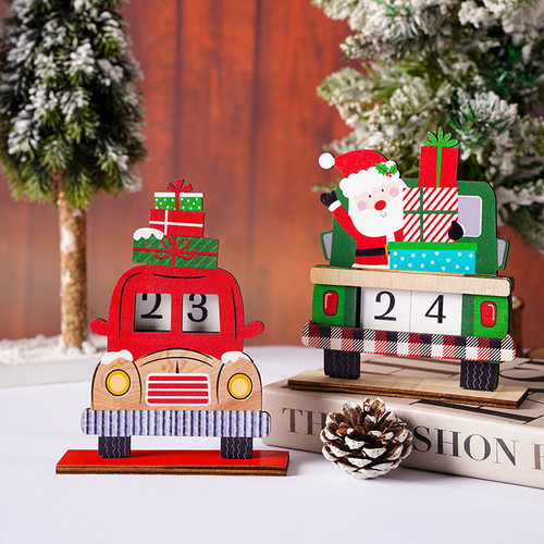 Christmas decorations, wooden cars, Santa Claus calendars,