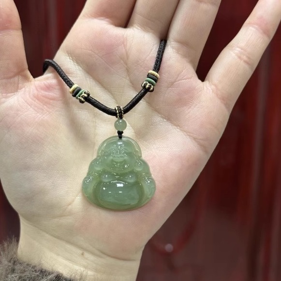 天然和田玉佛吊坠青玉女玉石弥勒佛像佛公项链挂件玉佩玉坠大肚佛