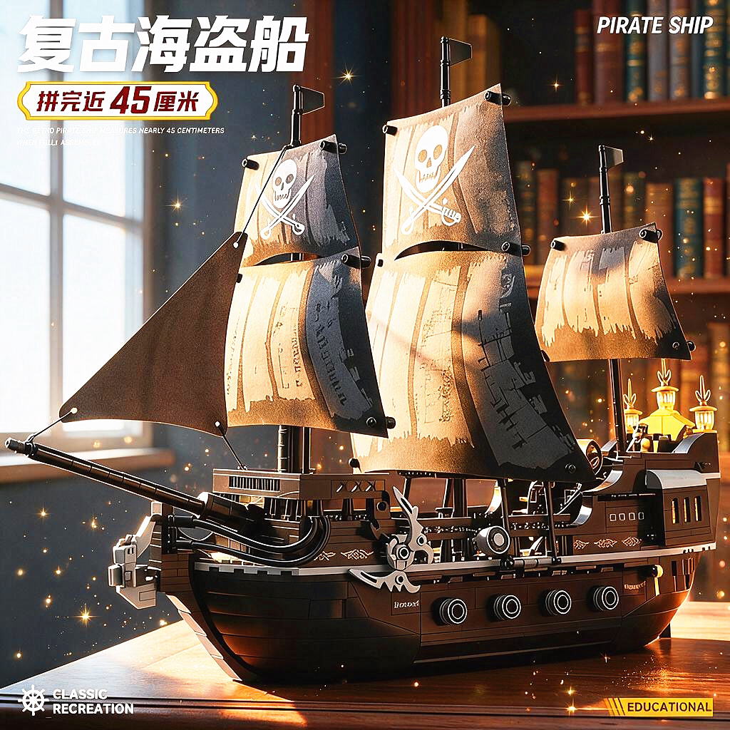 2026新款黑珍珠号海盗船高难度积木益智拼装儿童玩具男女孩子礼物