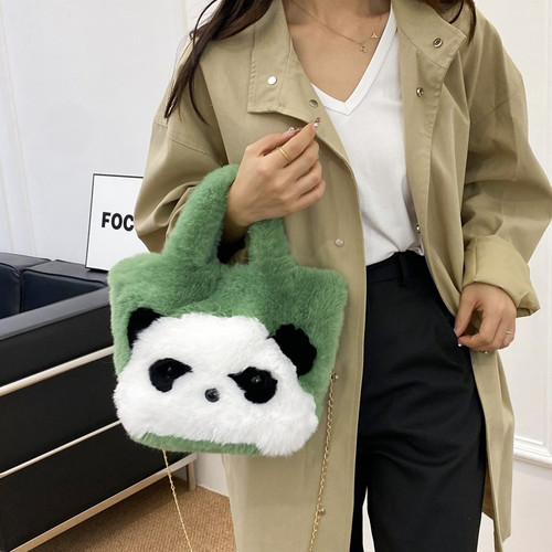 时尚新品毛毛手提包包简约休闲小方包女生可爱斜跨包遛娃挎包女包