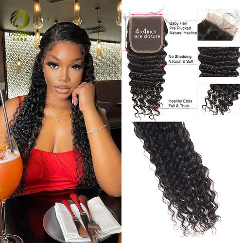 许昌真人发纯手织假发4*4 deep wave   lace frontal closure