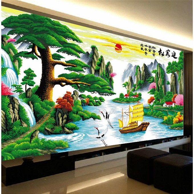 new pattern printing Cross stitch Welcome Song Landscape painting a living room Diamonds Scenery Flowing water Making money Stick drill Cotton Thread embroideryin the Arts and crafts , Folk arts and crafts Features , Embroidery  category - from Buy2taobao.com to provide professional Taobao agent buy service