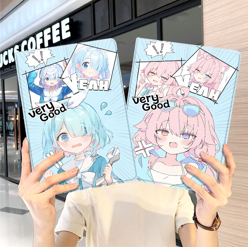 碧蓝档案华为平板matepad11保护套5s壳v8pro新款8荣耀9柔光版m6带笔槽x8小米6三折5pro适用6s红米se2024动漫