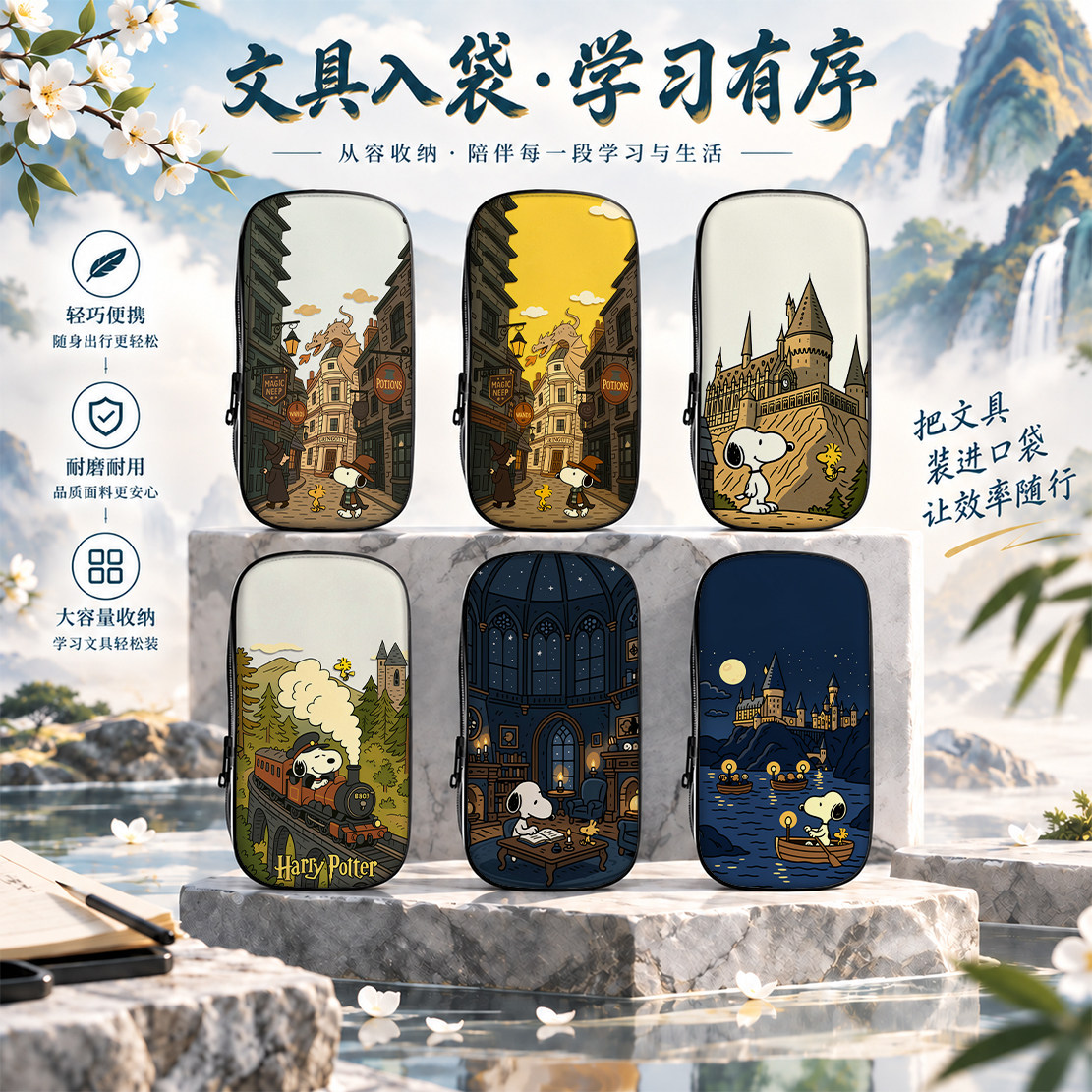 哈利波特史努比高颜值ins风笔袋小学生铅笔盒2026新款超火文具袋初中生笔盒学生文具盒儿童网红爆款男生男款