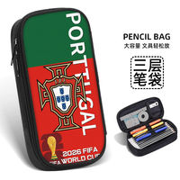 World Cup football pen case, primary school pencil box 2026 New Super popular stationery bag, junior high school student pen case, student stationery box, children's Internet celebrity bestseller, boys and girls, boys Argentina Messi team logo thumbnail 6