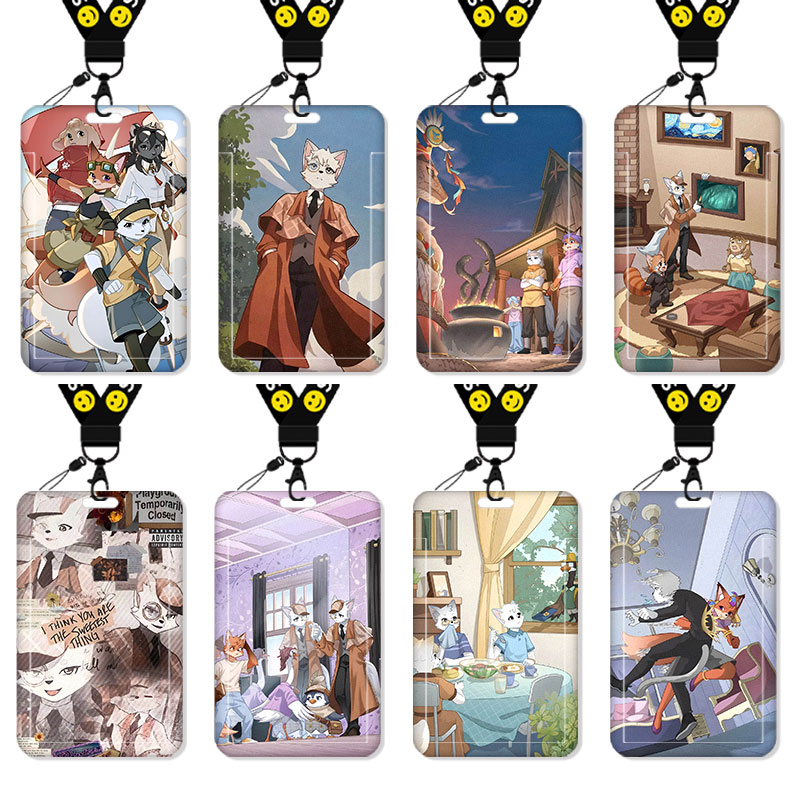 神探迈克狐卡套高颜值ins风饭卡校园卡保护套公交卡学生水卡证件小卡片套工作证工牌证件套校牌挂绳可爱卡通