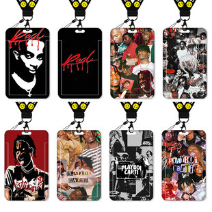 说唱Playboi Carti卡套饭卡校园卡公交卡学生水卡证件工作证工牌证件套校牌钥匙扣带挂绳挂脖工作牌工卡胸牌
