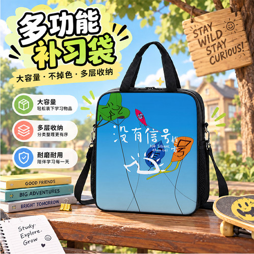赵雷演唱会没有信号补习袋2026新款男孩小学生作业手提袋女学生拎书袋初中生补课包轻便帆布包儿童美术袋斜跨