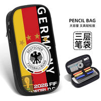 World Cup football pen case, primary school pencil box 2026 New Super popular stationery bag, junior high school student pen case, student stationery box, children's Internet celebrity bestseller, boys and girls, boys Argentina Messi team logo thumbnail 3