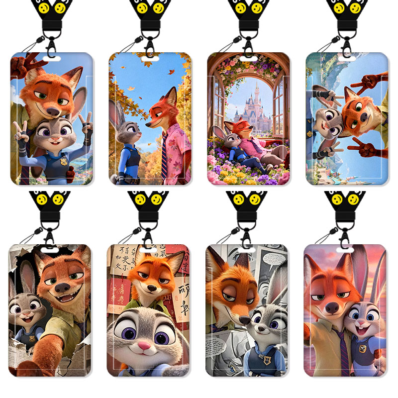 疯狂动物城朱迪尼克卡套高颜值饭卡校园卡保护套公交卡学生水卡证件小卡片套工作证工牌证件套校牌挂绳二次元
