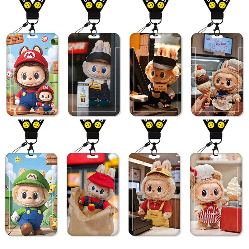 拉布布labubu卡套饭卡校园卡身份证保护套公交卡学生水卡小卡片套工作证工牌证件套校牌挂绳马里奥高颜值联名