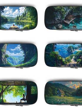 绿色风景笔袋高颜值ins风小学生铅笔盒2025新款超火文具袋初中生笔盒学生文具盒儿童网红爆款男孩女生女孩款