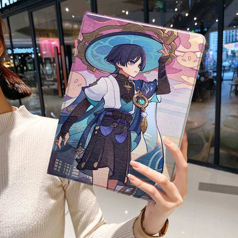 原神2021款ipad9保护套pro2020苹果mini6外套ipod迷你4壳air5适用2平板3带笔槽第10代三折2022散兵流浪者2019