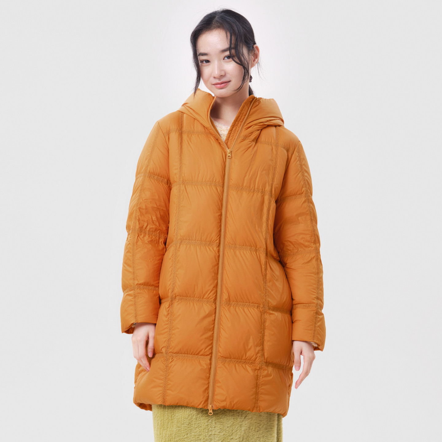 MOVEUP幻走2026冬季新款.FUN系列连帽口袋H型鸭绒长款羽绒服女