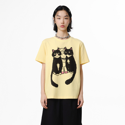 MOVEUP幻走2025夏季新款.FUN系列短袖圆领可爱印花短款T恤女