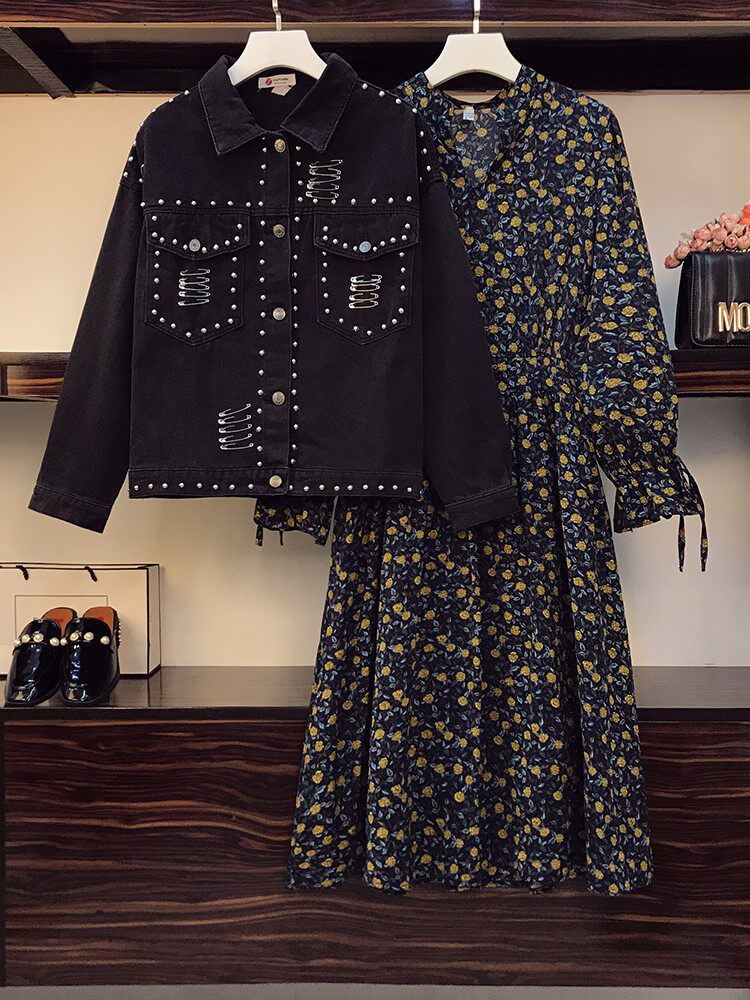 大码女装春装2021年早春新款减龄连衣裙两件套胖妹妹显瘦遮肉套装|ruв категории Женская одежда, женской одежды - от Buy2taobao.com для оказания профессиональной услуги покупки агента Taobao