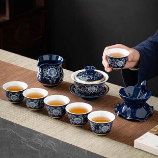 大号三才盖碗单个茶漏公道茶杯泡茶高端盖碗陶瓷碗特大号茶具套装