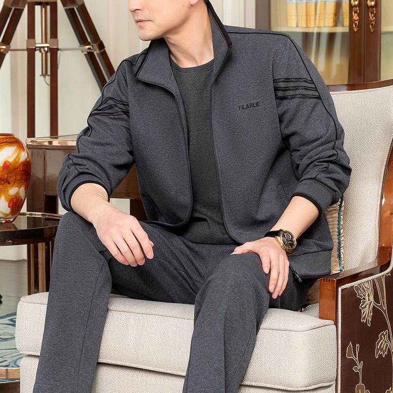 官方迈耐克斯爸爸运动套装春秋季男装中老年大码休闲运动服三件套