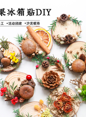 干花干果磁力冰箱贴 植物果实种子手工DIY挂件团建幼儿园装饰材料