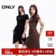秋冬通勤显瘦开叉短袖 ONLY奥莱 圆领短裙连衣裙女