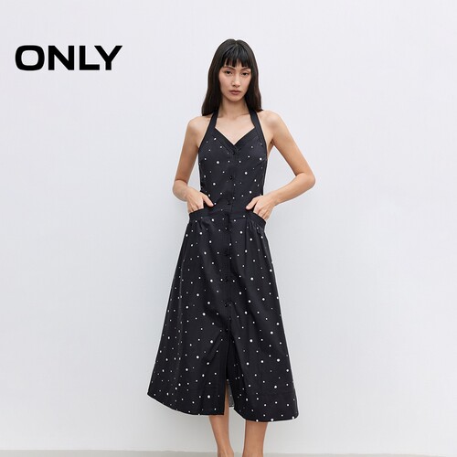 ONLY无袖露肩收腰长裙连衣裙