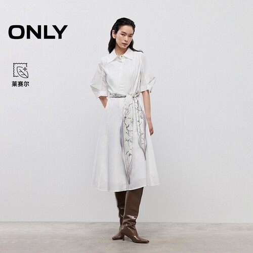 ONLYA字伞摆短袖衬衫裙连衣裙