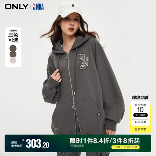 ONLY奥莱夏季 宽松卫衣女 NBA联名休闲连帽开衫