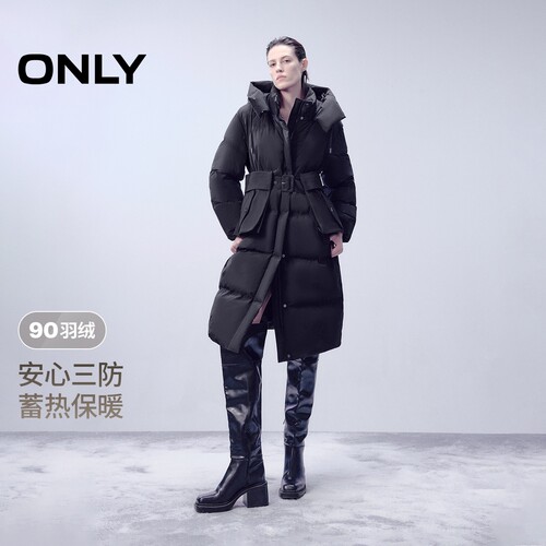 ONLY立领连帽中长款羽绒服