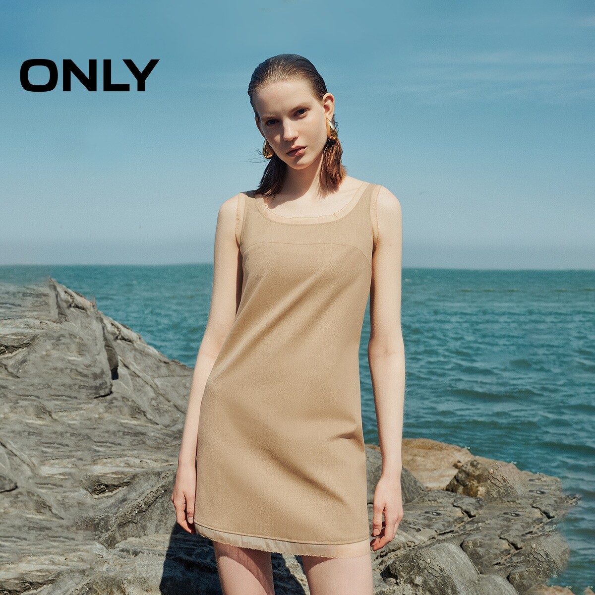 【ONLY奥莱】夏季新款精致设计感拼接显瘦无袖短裙连衣裙女