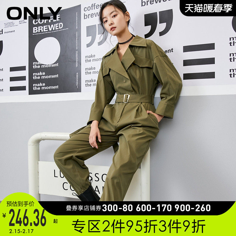 ONLY冬季新款工装风设计长袖收腰版型直筒连体裤女|120444004
