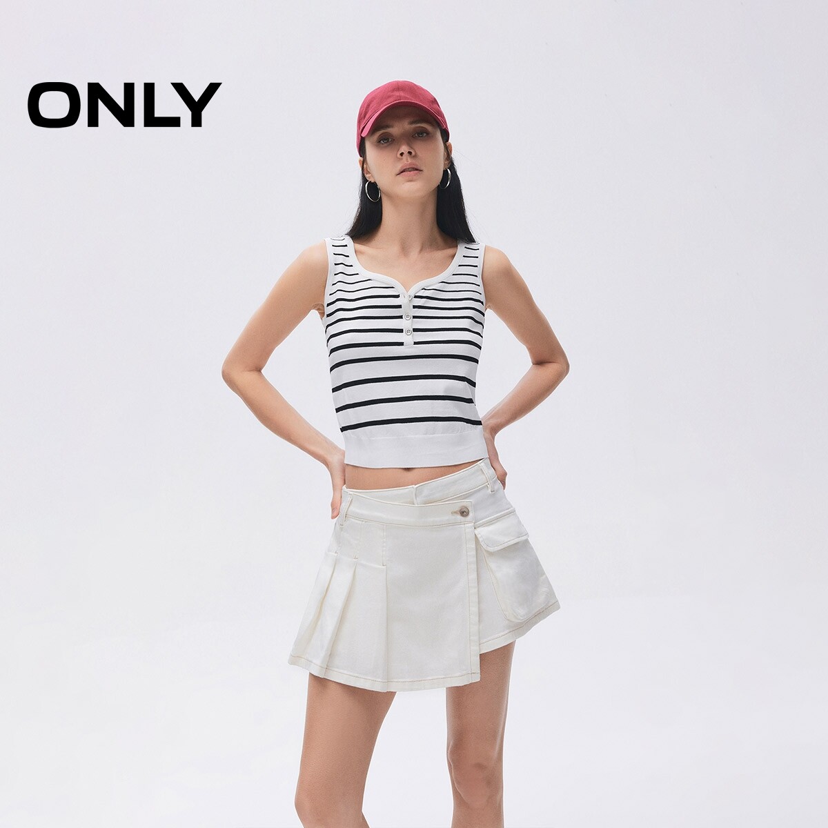 【ONLY奥莱】夏季个性不对称斜襟A字显瘦显高裤裙短裤牛仔裤女